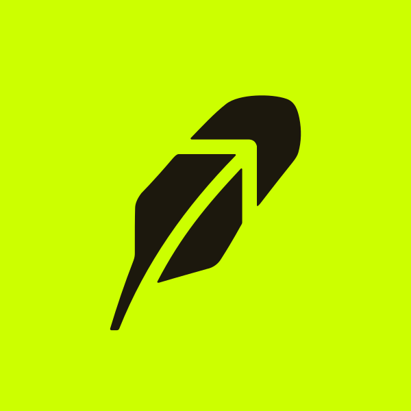 Center Ring ($CASHCAT) on Onchain Circus The Robinhood feather logo in black on the company's bright green brand colour.
