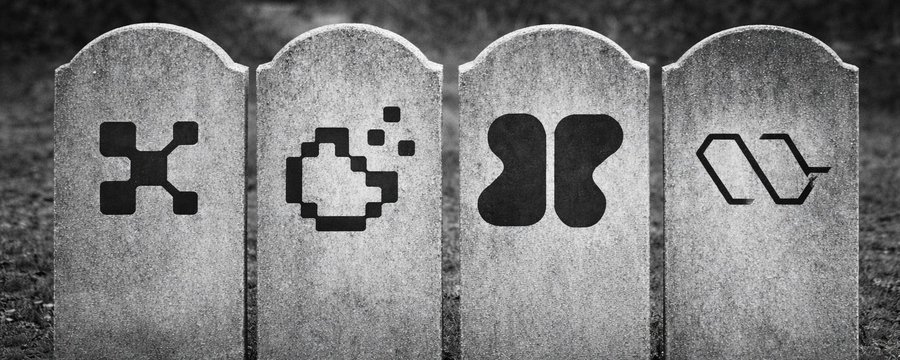InfoFi Paid Crypto to Talk. Then X Changed the Rules. Four gravestones in a row, each carved with the logo of one of the InfoFi leaderboard platforms.